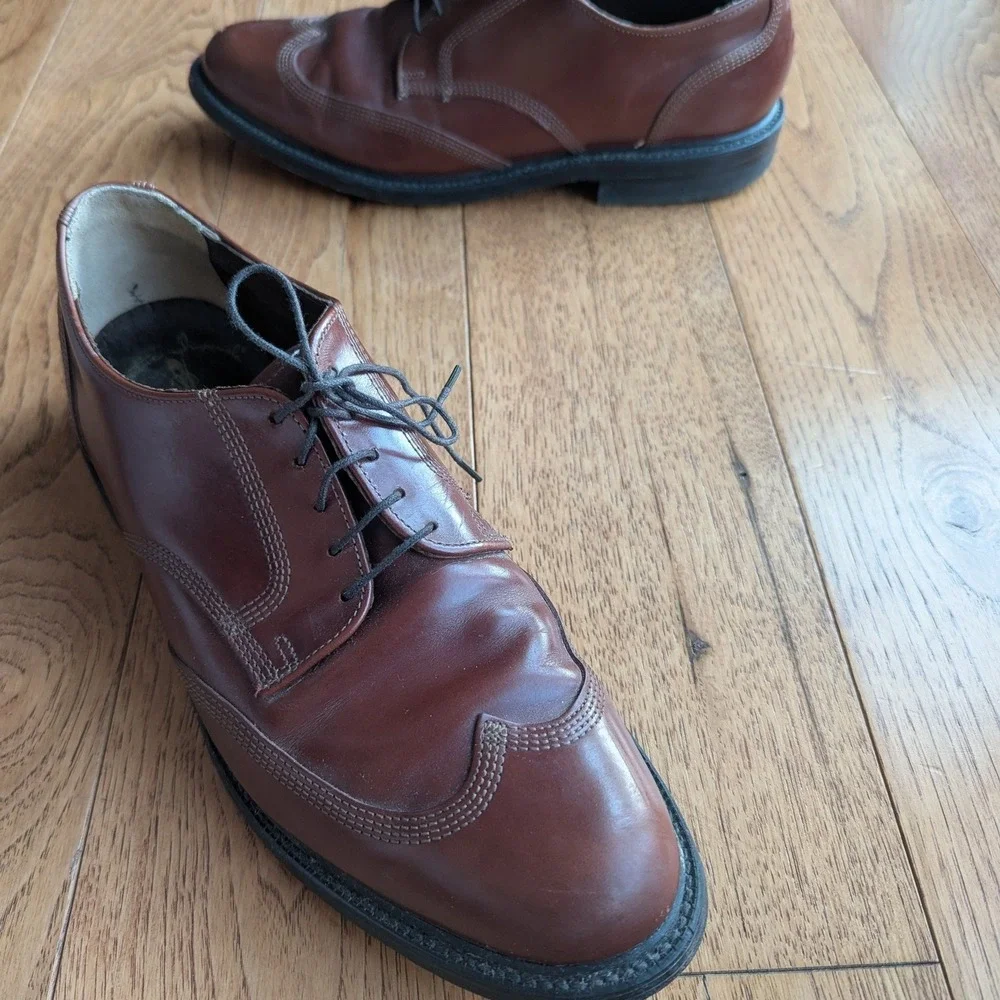VTG Florsheim‎ Executive Imperial Brown Leather Wingtip Derby Shoes Men's Sz 10